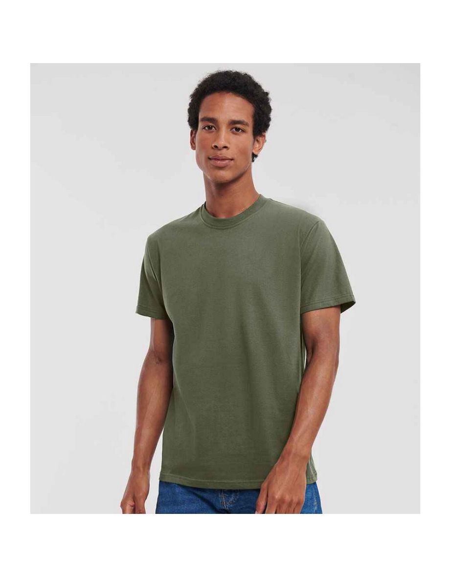 Russell Mens Ringspun Cotton Classic T-Shirt - Olive Green - 2