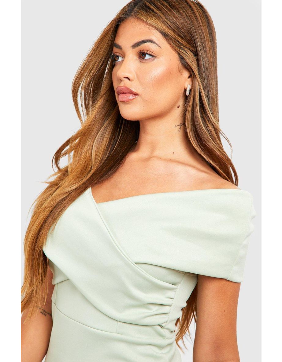 Scuba Wrap Detail Midi Dress - sage - 3
