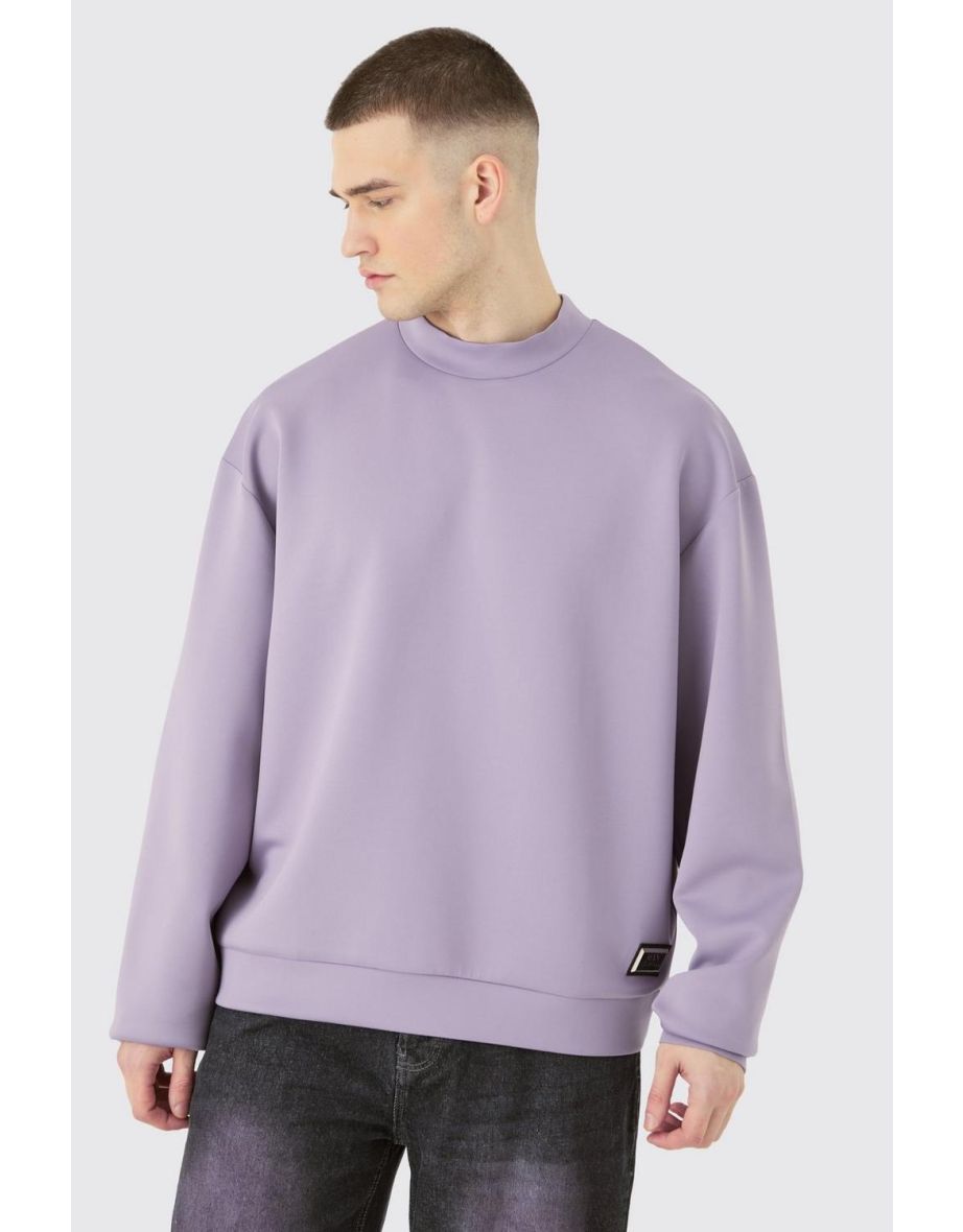 Tall Oversized Boxy Scuba Sweatshirt - purple