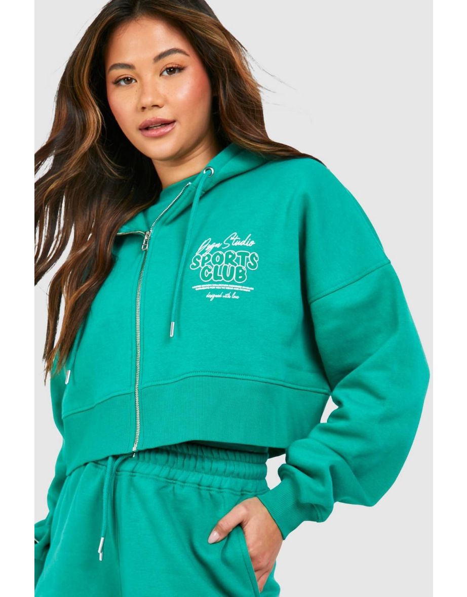 Dsgn Studio Sports Club Bubble Boxy Crop Hoodie - green - 3