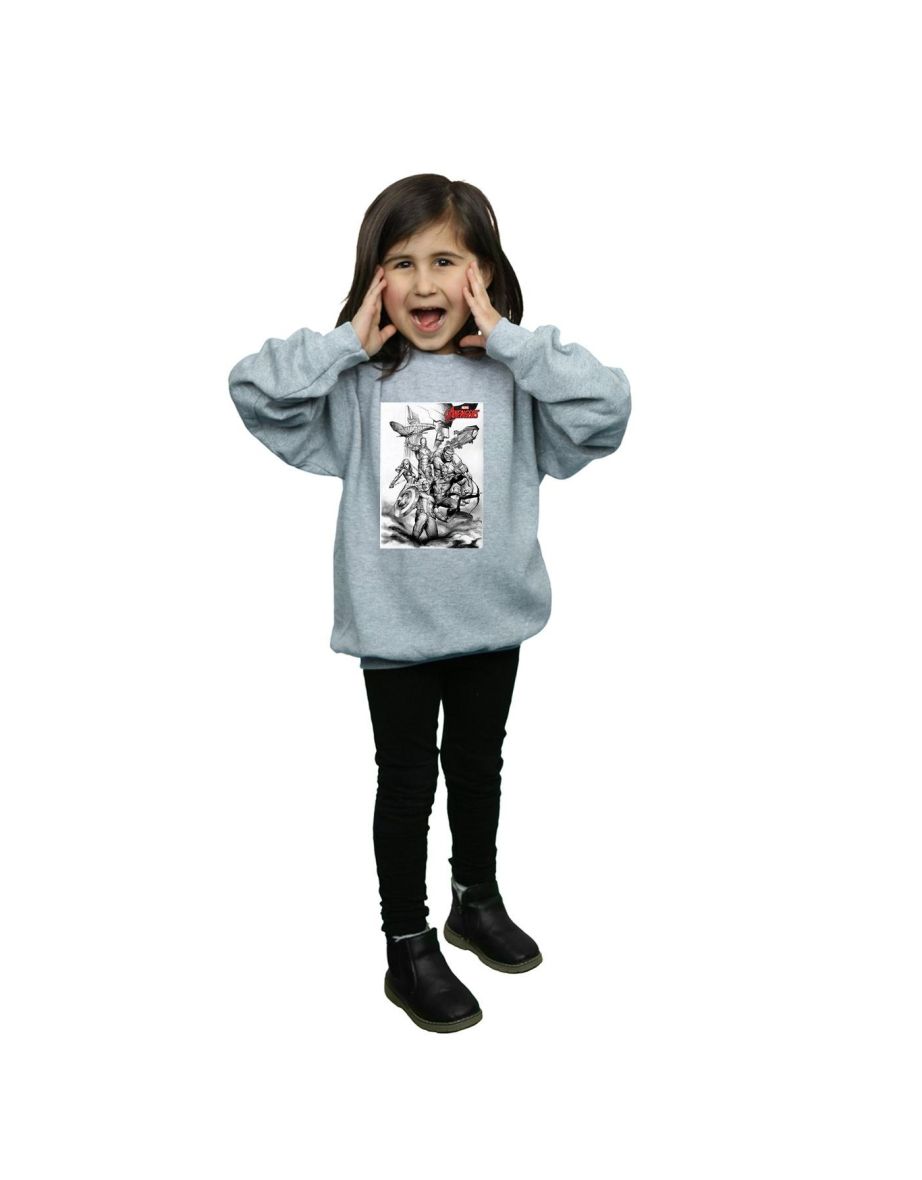 Marvel Girls Avengers Assemble Team Sketch Sweatshirt - Sports Grey - 3