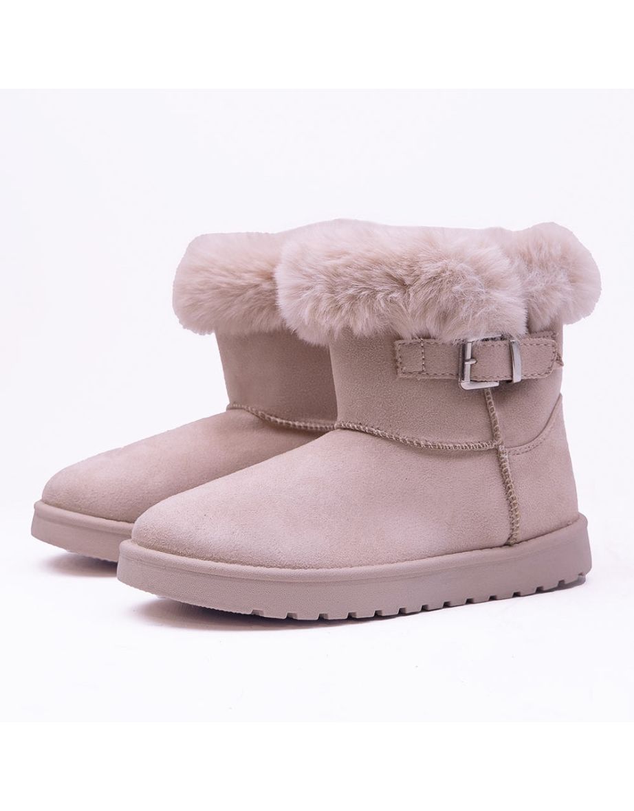 SUSIE FAUX FUR LINED ANKLE BOOTS IN BEIGE SUEDE