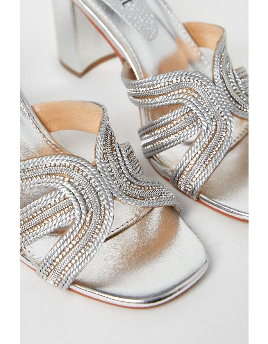 Tibago Diamante Rope Detail Heeled Mule Sandals - 3