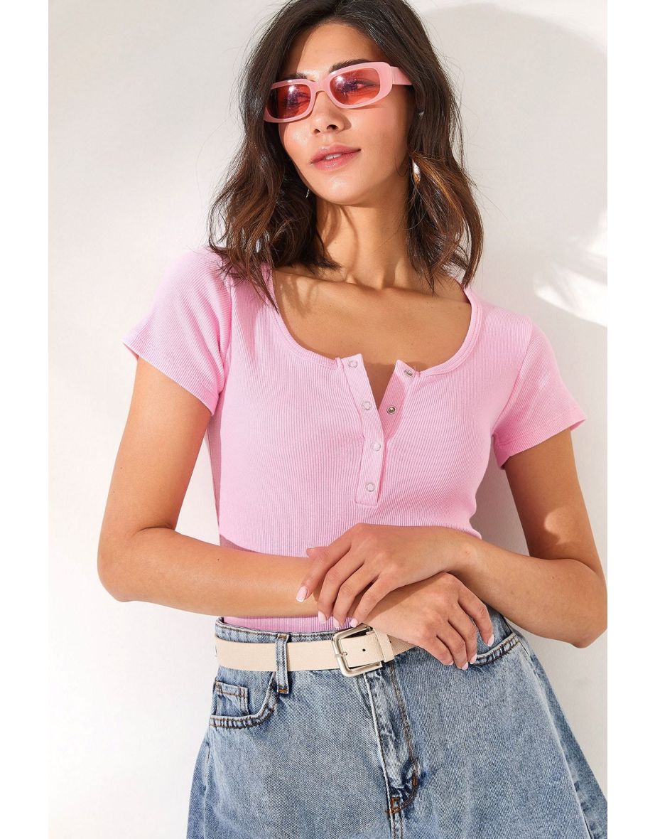 Women's Candy Pink Snap-On Camisole Blouse