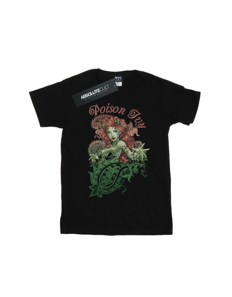 DC Comics Mens Poison Ivy Paisley T-Shirt - Black - 1
