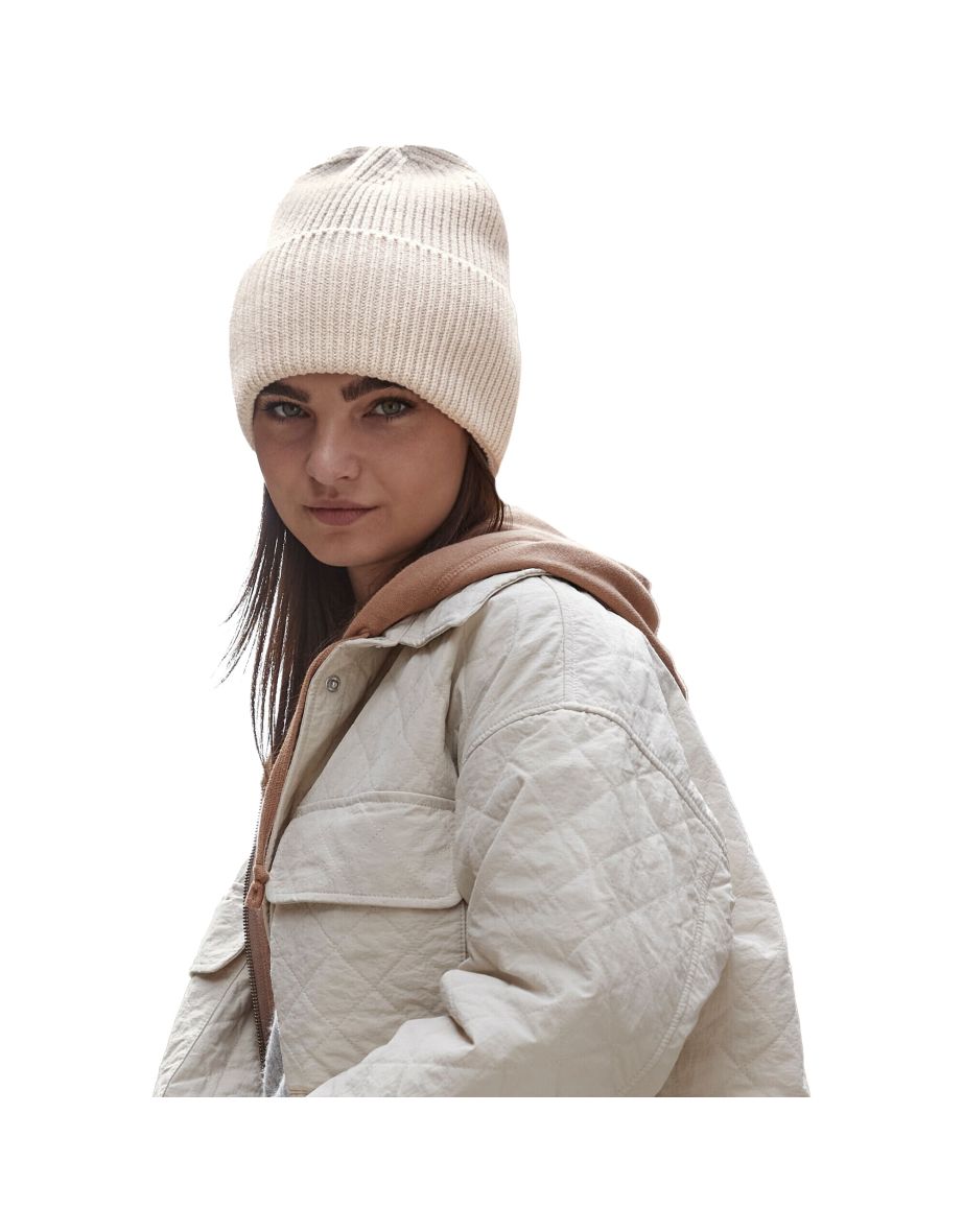 Beechfield Cuffed Oversized Beanie - Oatmeal - 1