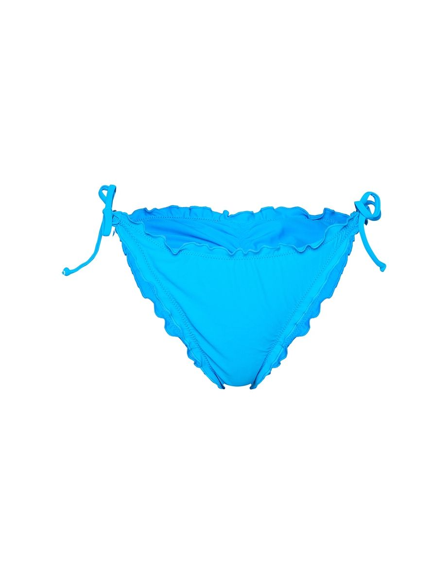 Blue Frill Edge Ruched Bikini Bottoms