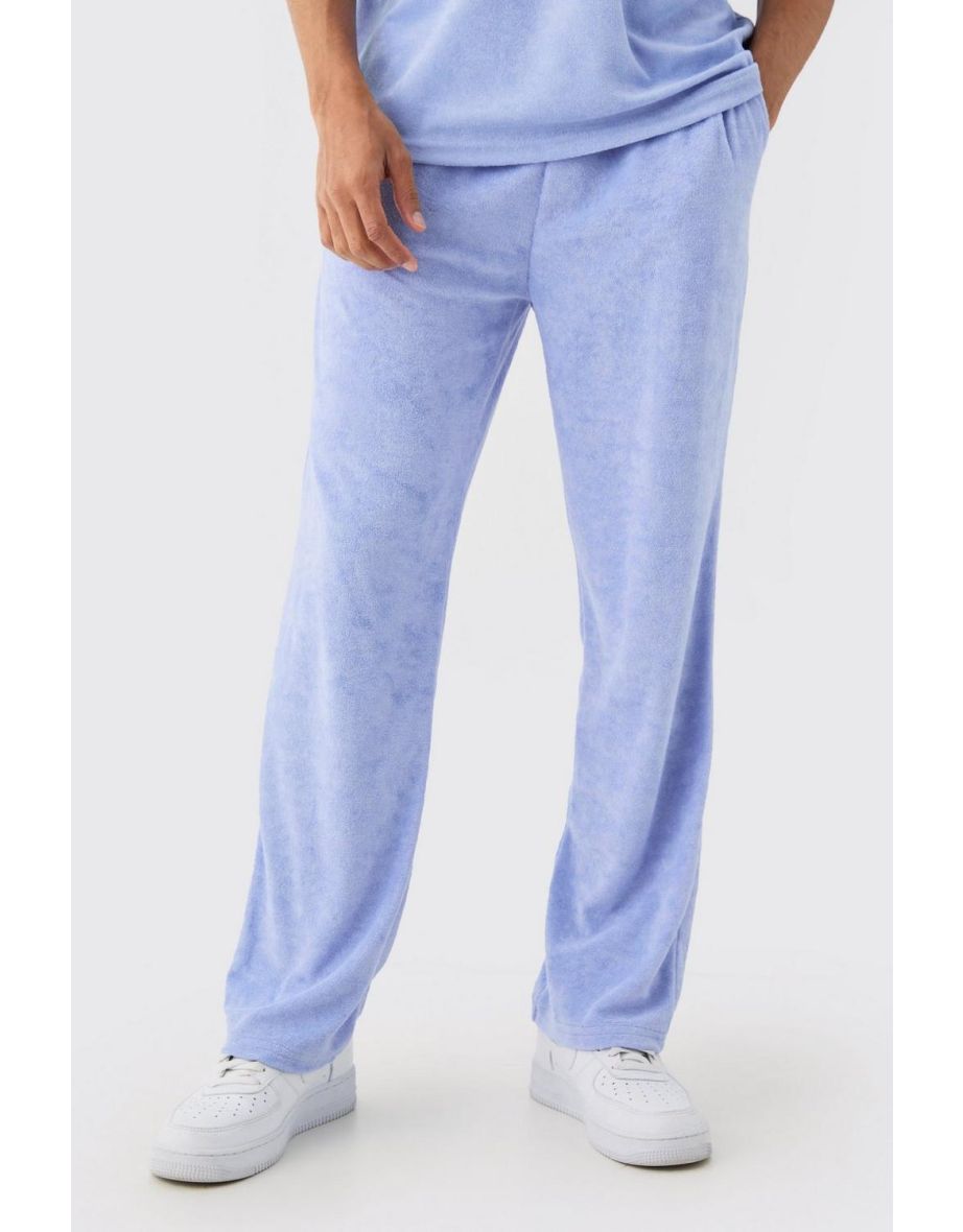 Relaxed Fit Towelling Joggers - dusty blue - 2