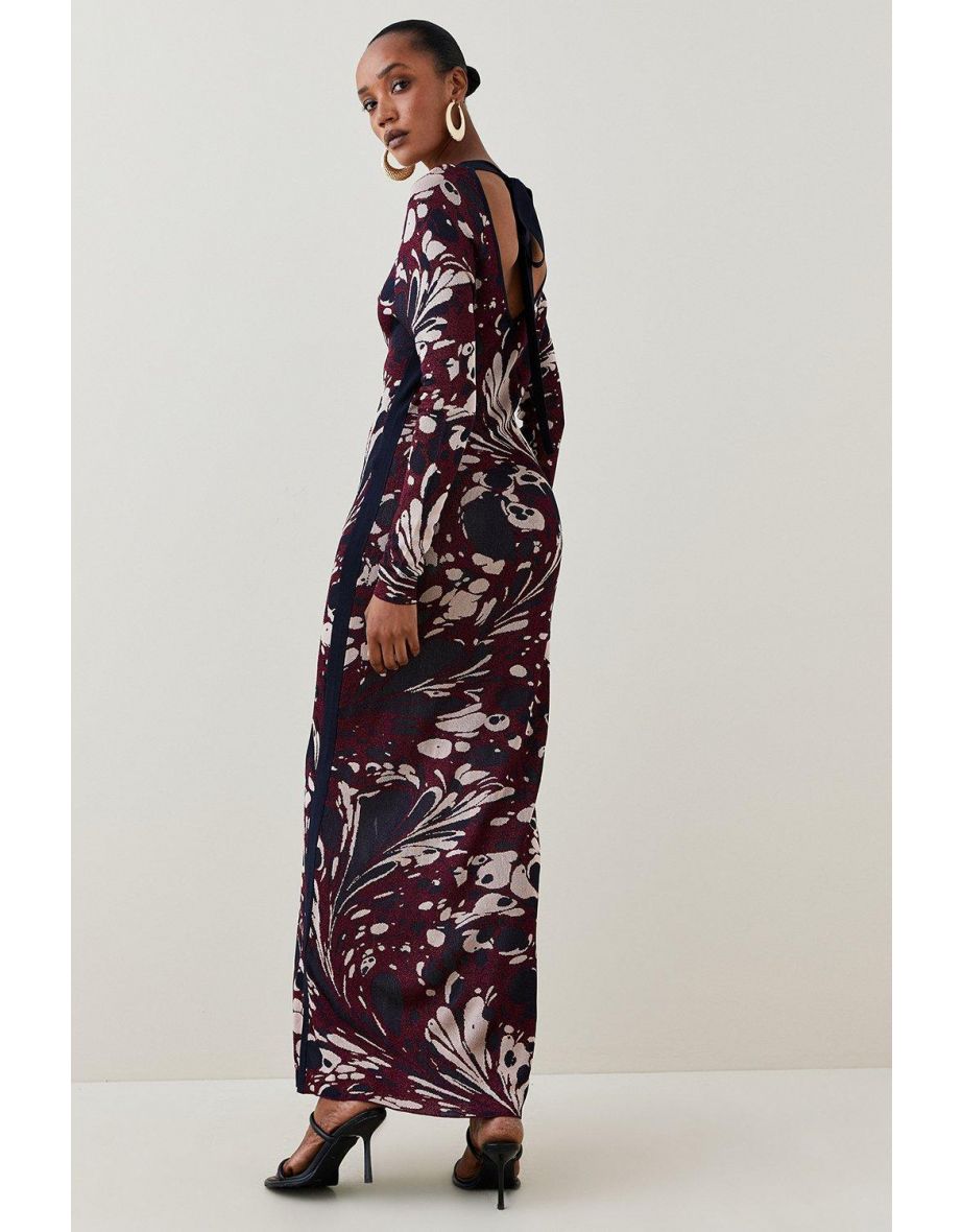 Bodycon Maxi Evening Dress with Long Sleeve - 2