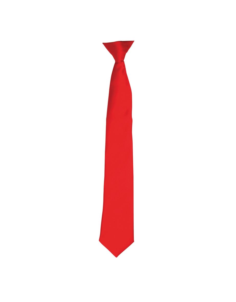 Premier Colours Mens Satin Clip Tie - Red