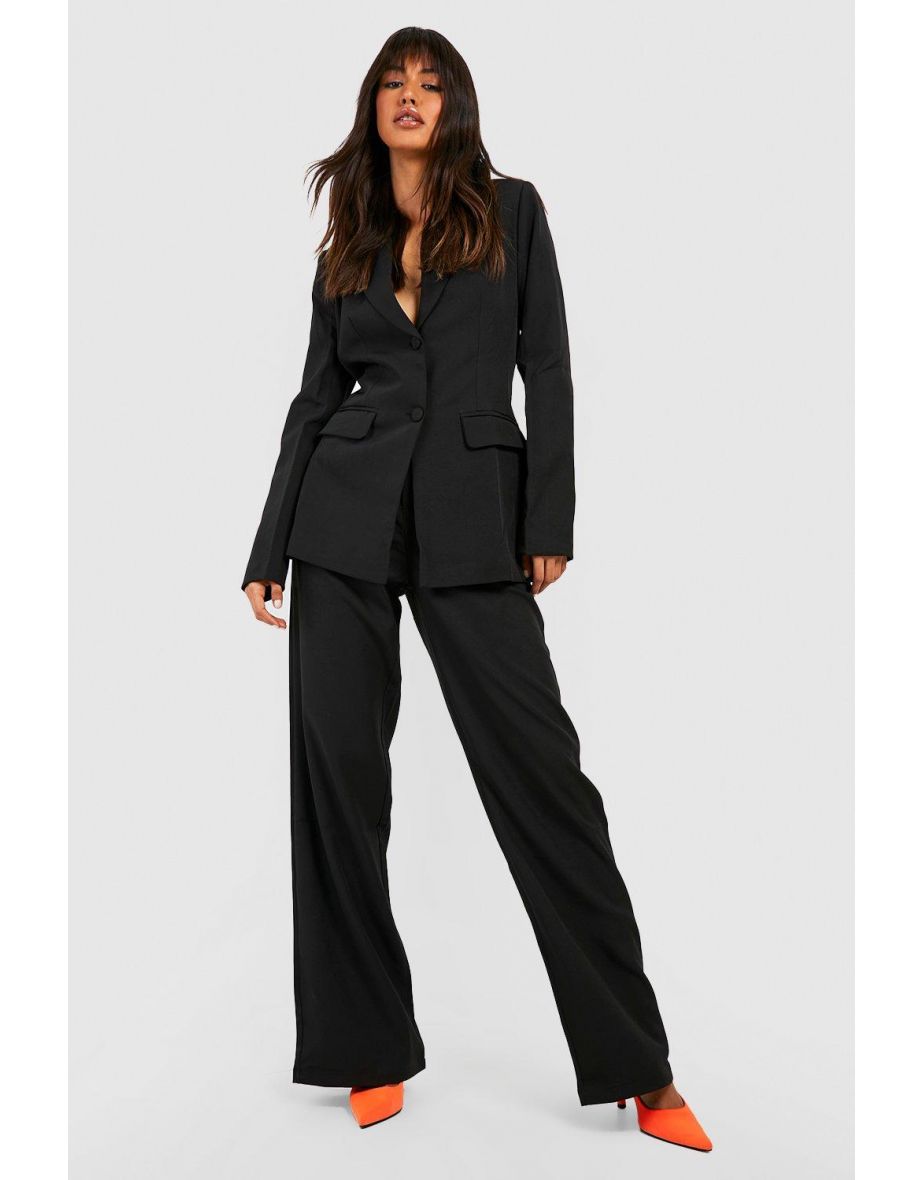 Wide Leg Tailored Trousers - black