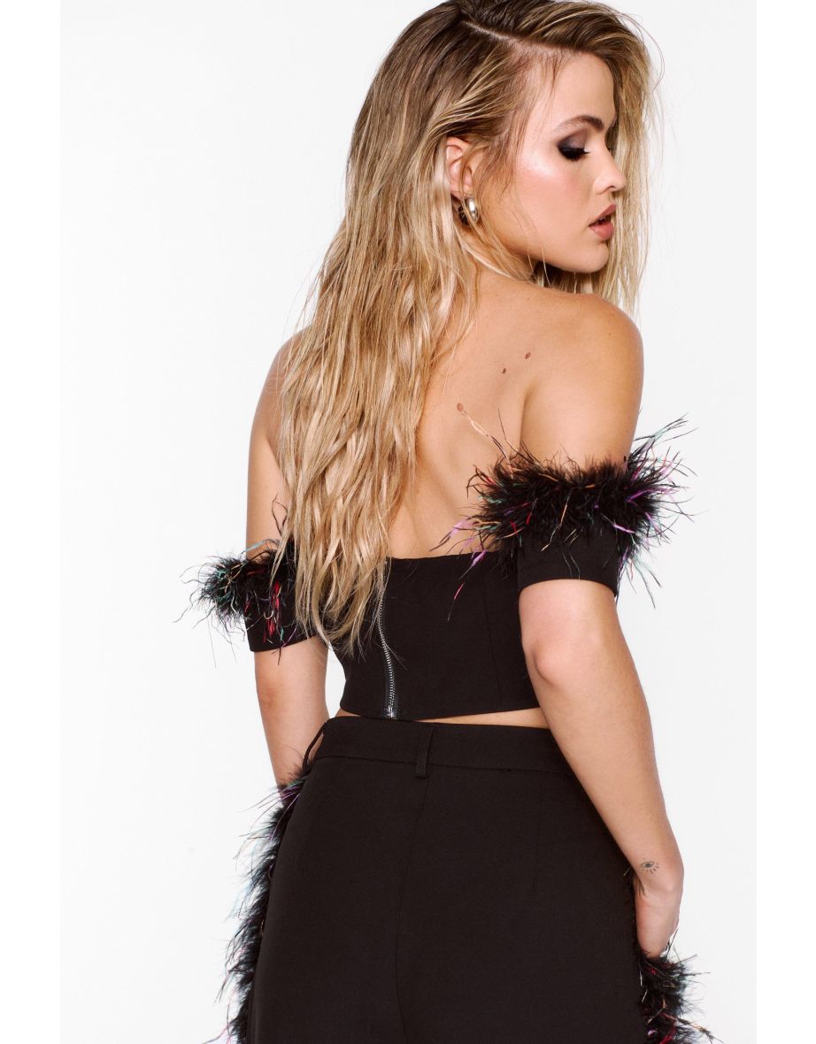 Feather Trim Bustier Top - 3