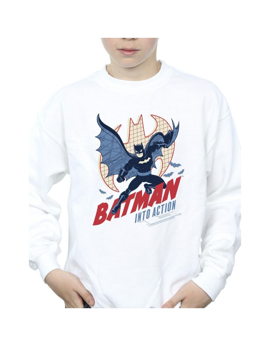 DC Comics Boys Batman Into Action Sweatshirt - White - 2