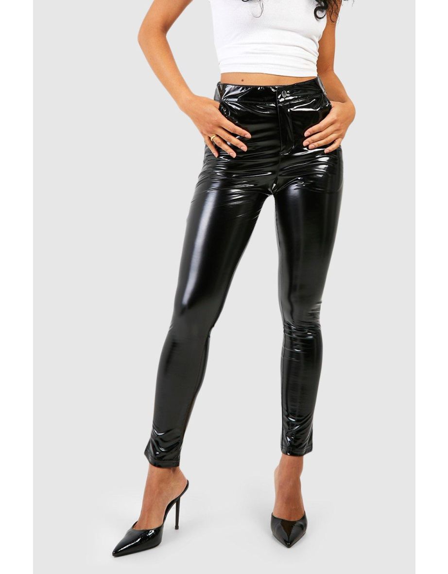 Vinyl Super Stretch Skinny Trousers - black - 3