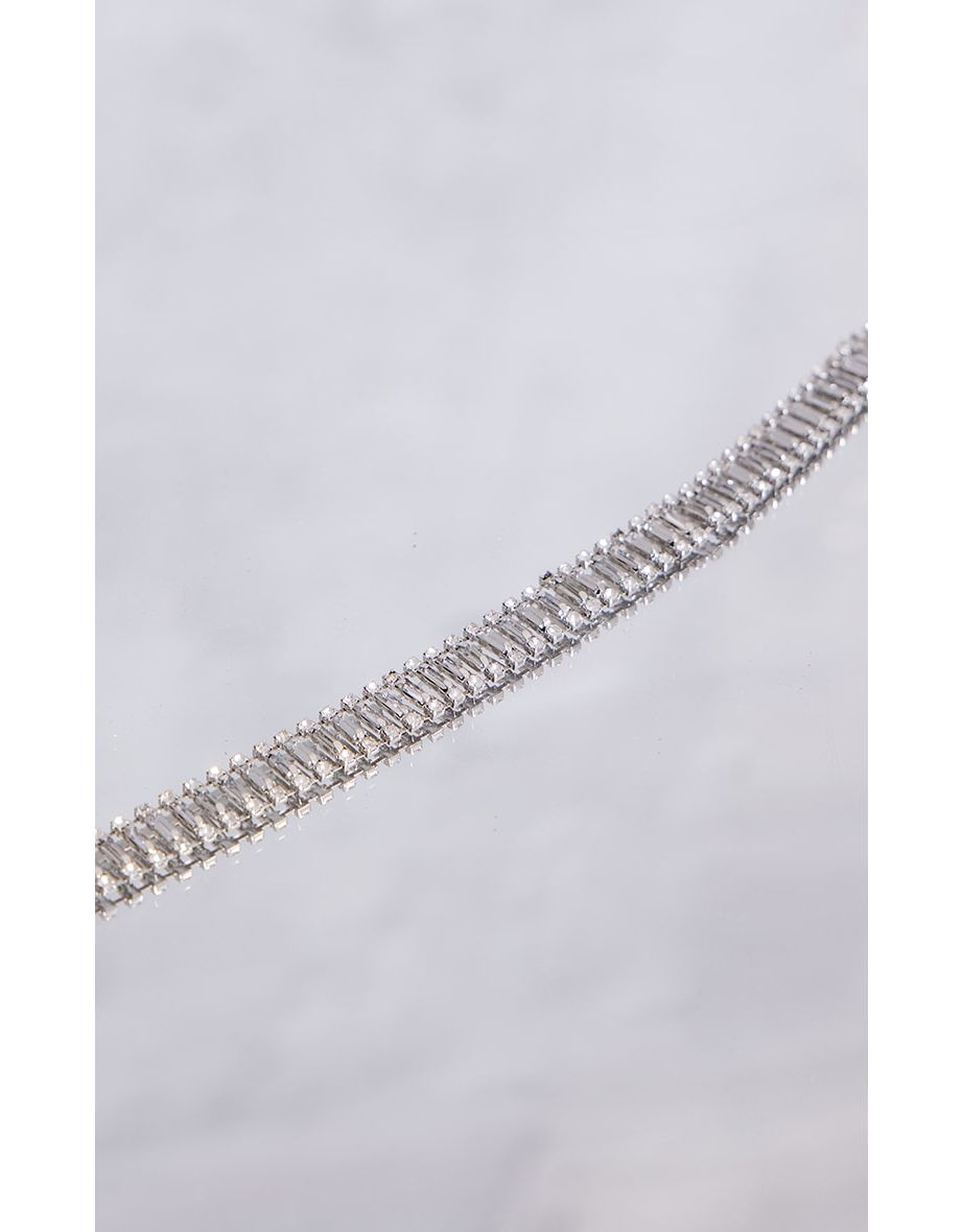 Silver Diamante Chunky Choker Necklace - 3