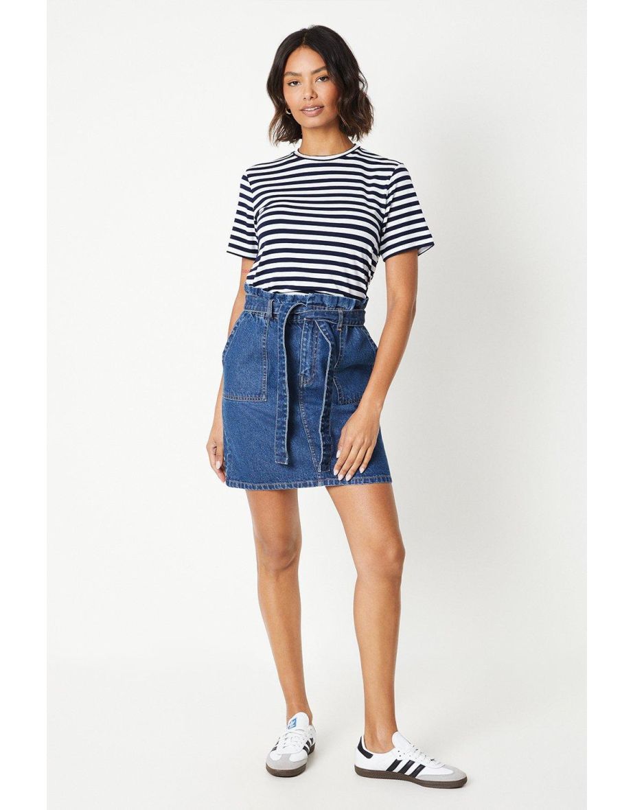 Denim paperbag waist skirt hotsell