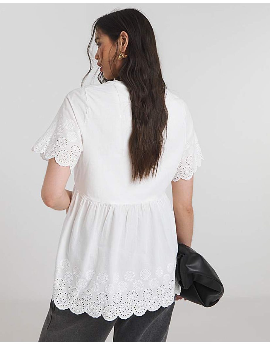 White Broderie Smock Blouse - 3