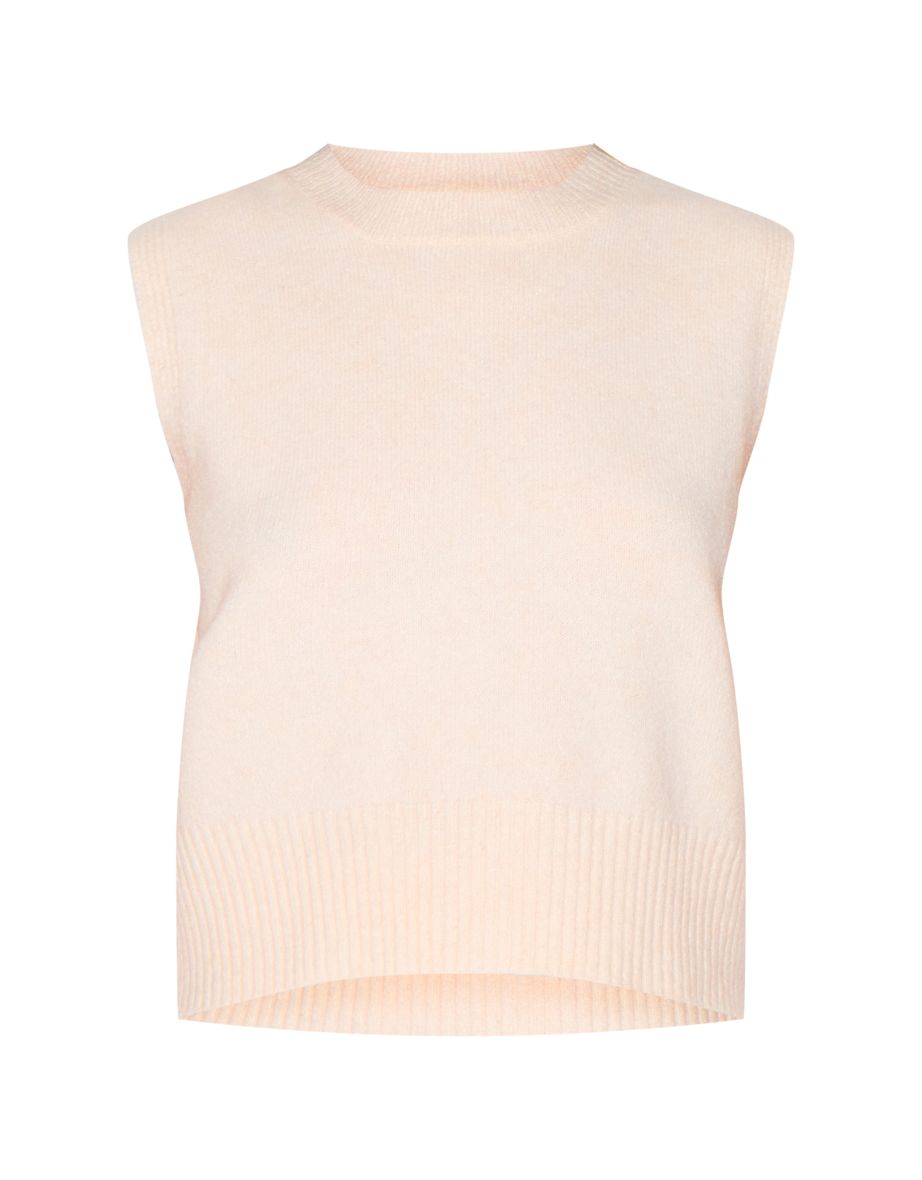 Ecru Marl Soft Knit High Sleeveless Top - 4