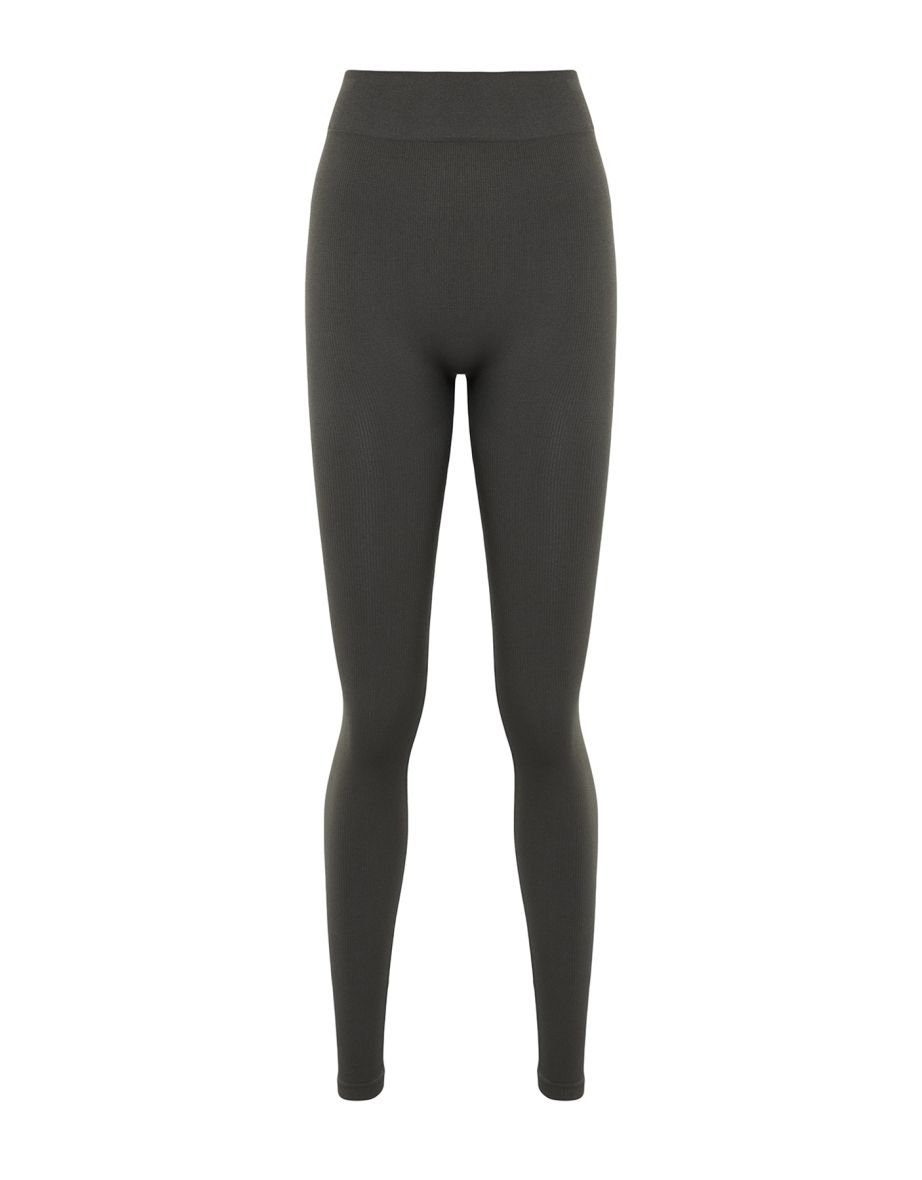 Dark Anthracite Seamless/Seamless Ribbed Full Length Sports Legging . - 7