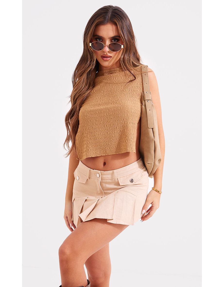 Stone Textured Tie Bow Side Top