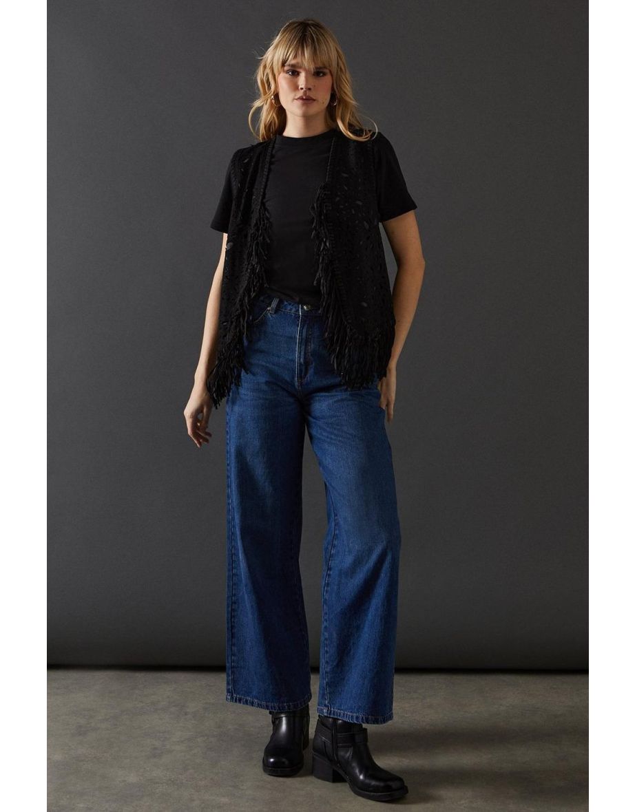 Real Suede Fringed Waistcoat