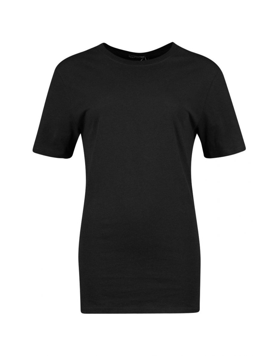 Tall Round Neck Cotton T-Shirt - black - 3