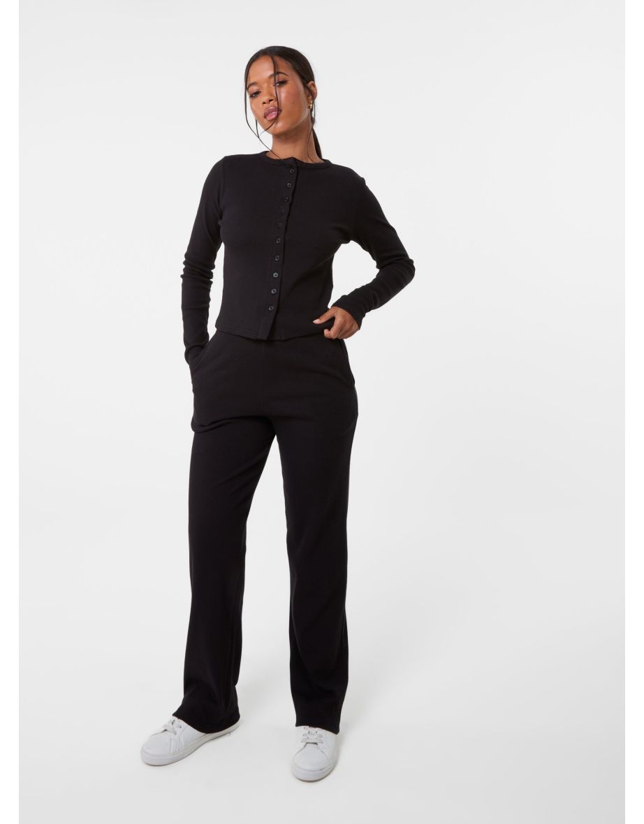 Ribbed Button Front Top