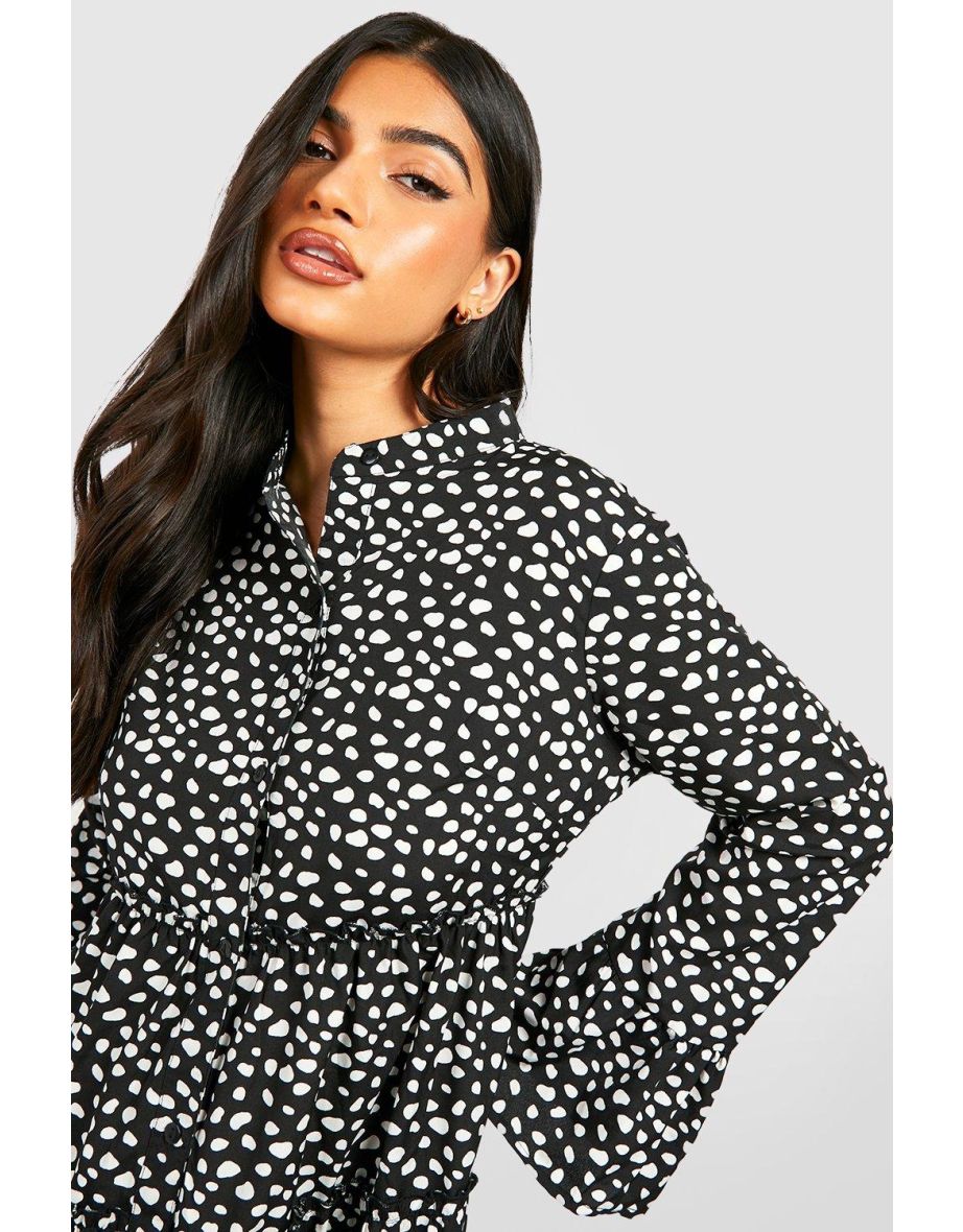 Maternity Polka Dot Smock Shirt Dress - black - 3