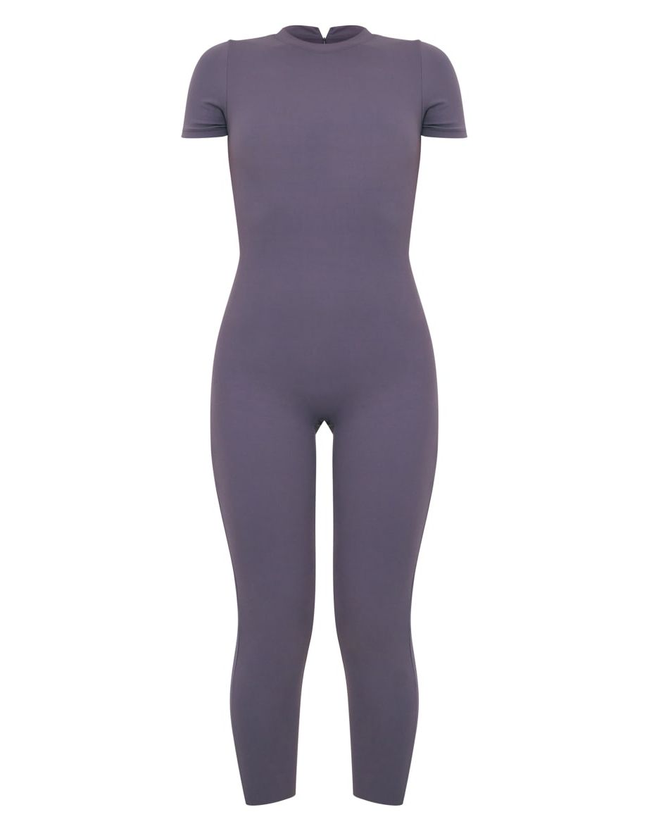 Charcoal Sculpt Short Sleeve Unitard - 4