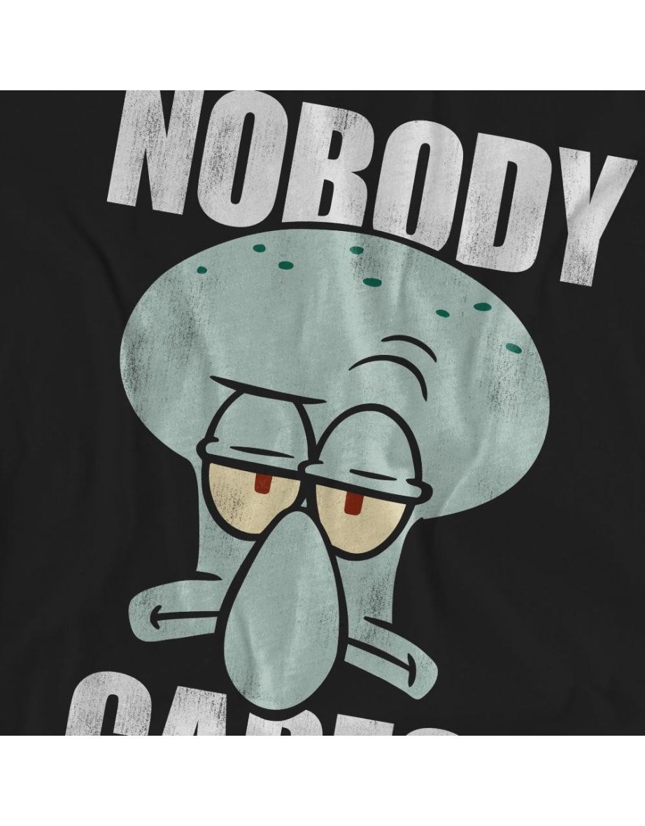 SpongeBob SquarePants Unisex Adult Nobody Cares Meme T-Shirt - Black - 3
