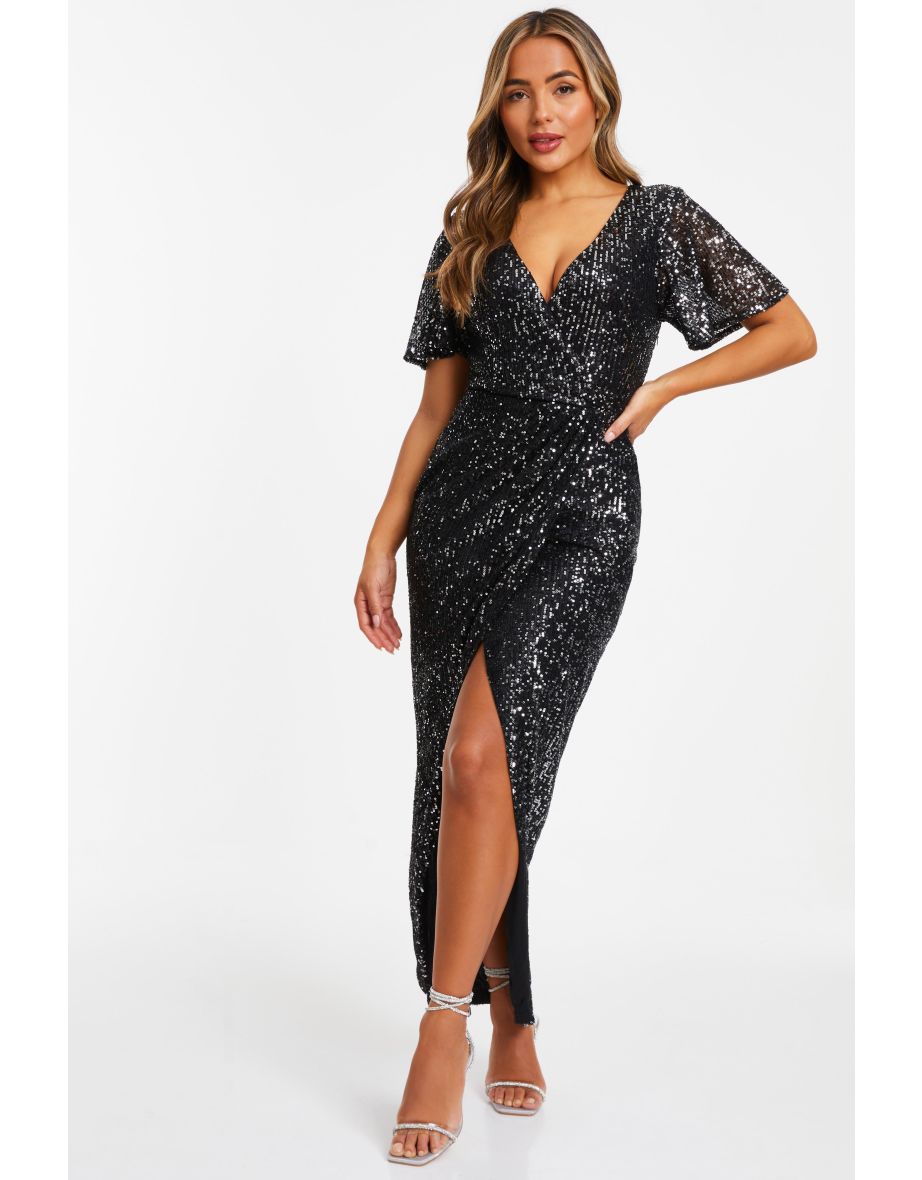 Petite black hotsell sequin dress