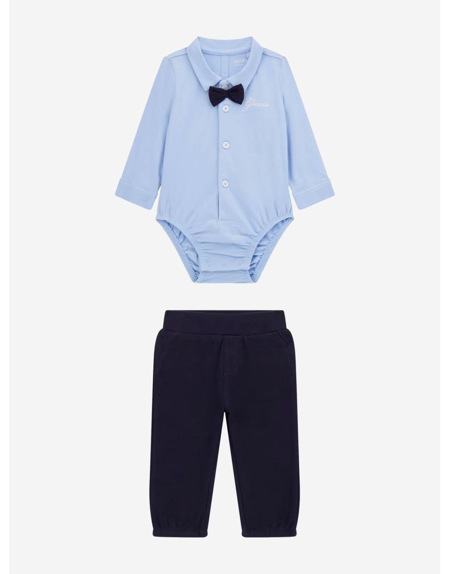 Baby Boys Shirt Body and Pants Set in Blue