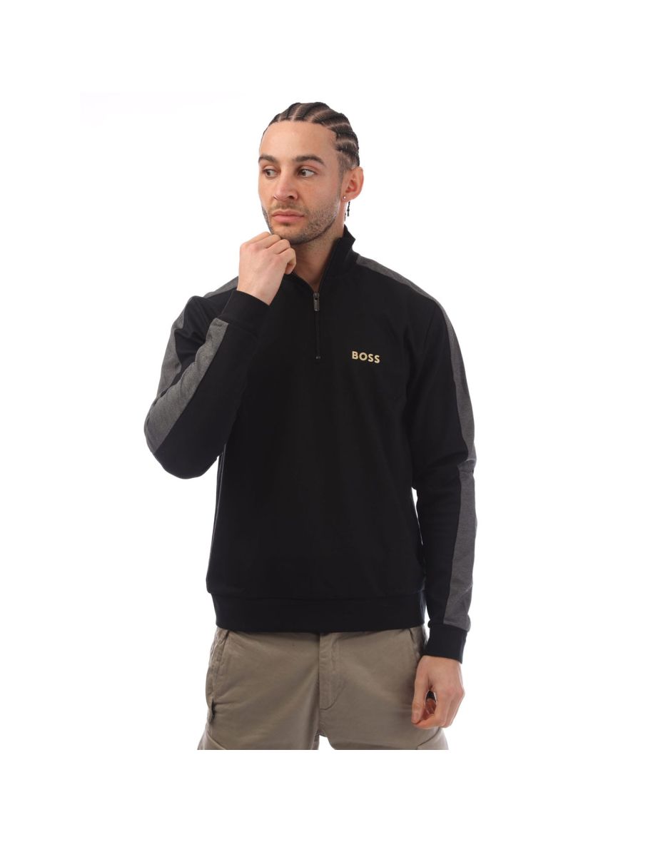 Men's Boss Quarter-Zip Track Jacket in Black