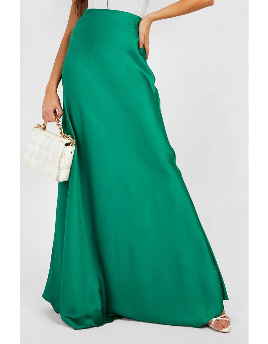 Satin Maxi Skirt - forest - 3