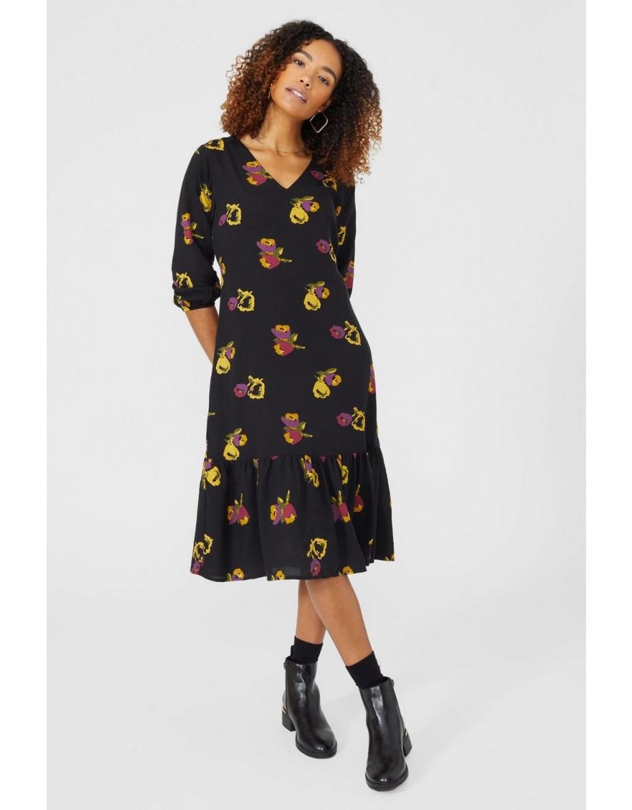 Debenhams black floral dress best sale