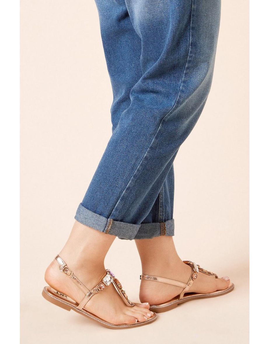 Finn Faux Metallic Leather Embellished Toe Post Flat Sandals - 3