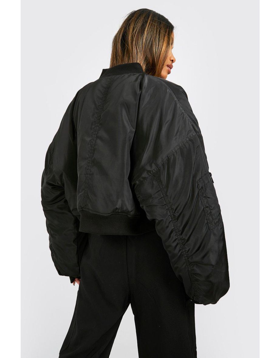 Batwing Oversized Bomber Jacket - black - 3