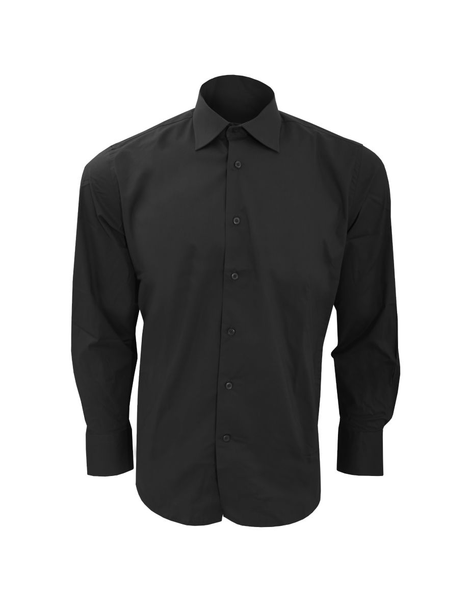 SOLS Mens Brighton Long Sleeve Fitted Work Shirt - Black