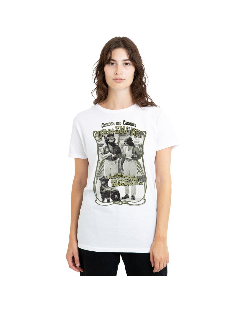 Cheech & Chong Unisex Adult Up In Smoke Labrador T-Shirt - White