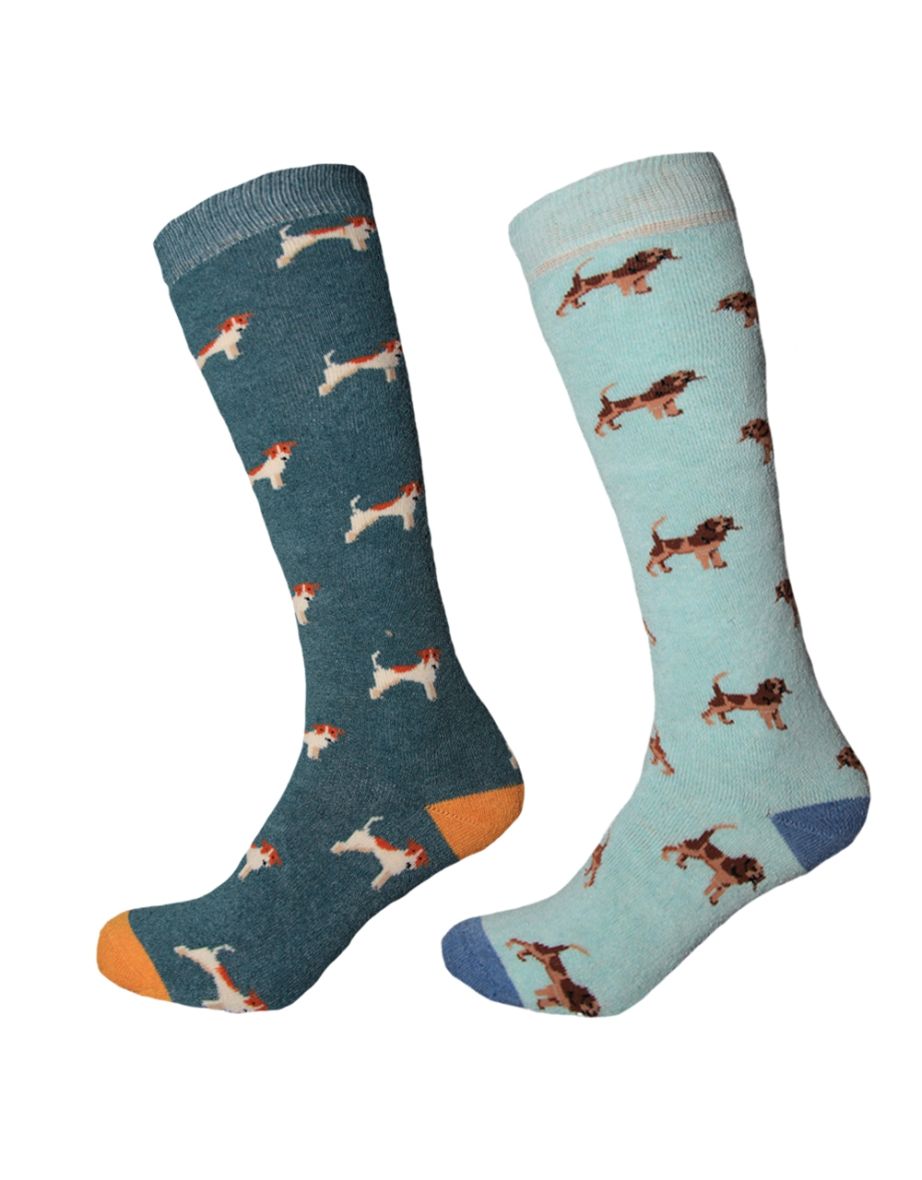 Simply Essentials Womens/Ladies Welly Socks (Pack Of 2) - Teal/Baby Blue