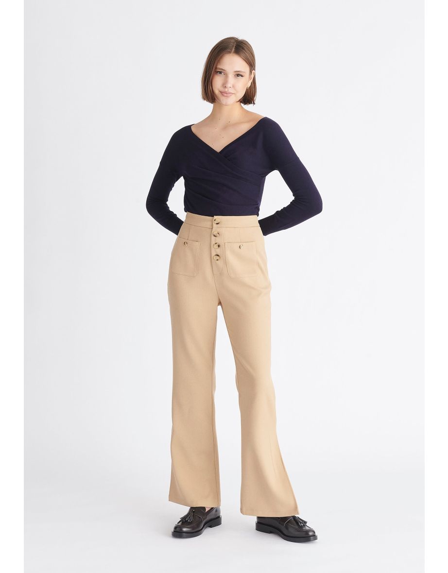 Knitted Wrap Top with Long Sleeves