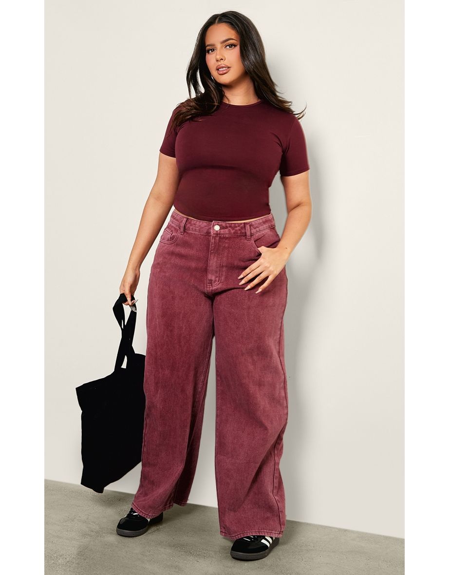 Plus Oxblood Premium Cotton Cap Sleeve T-shirt