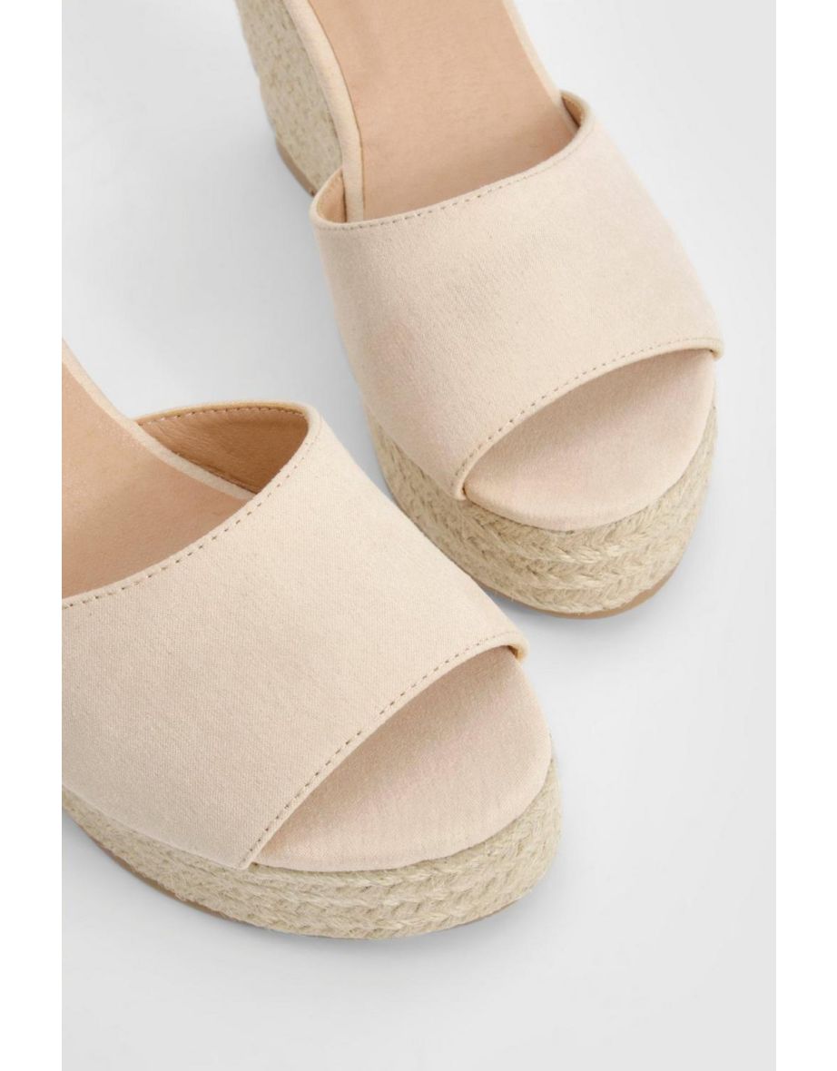 Peep Toe Espadrille Wedges - nude - 3