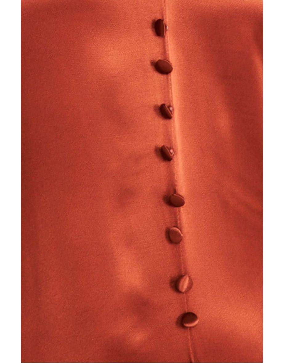 Goddiva Satin Viscose Front Split Maxi - Brown - 3