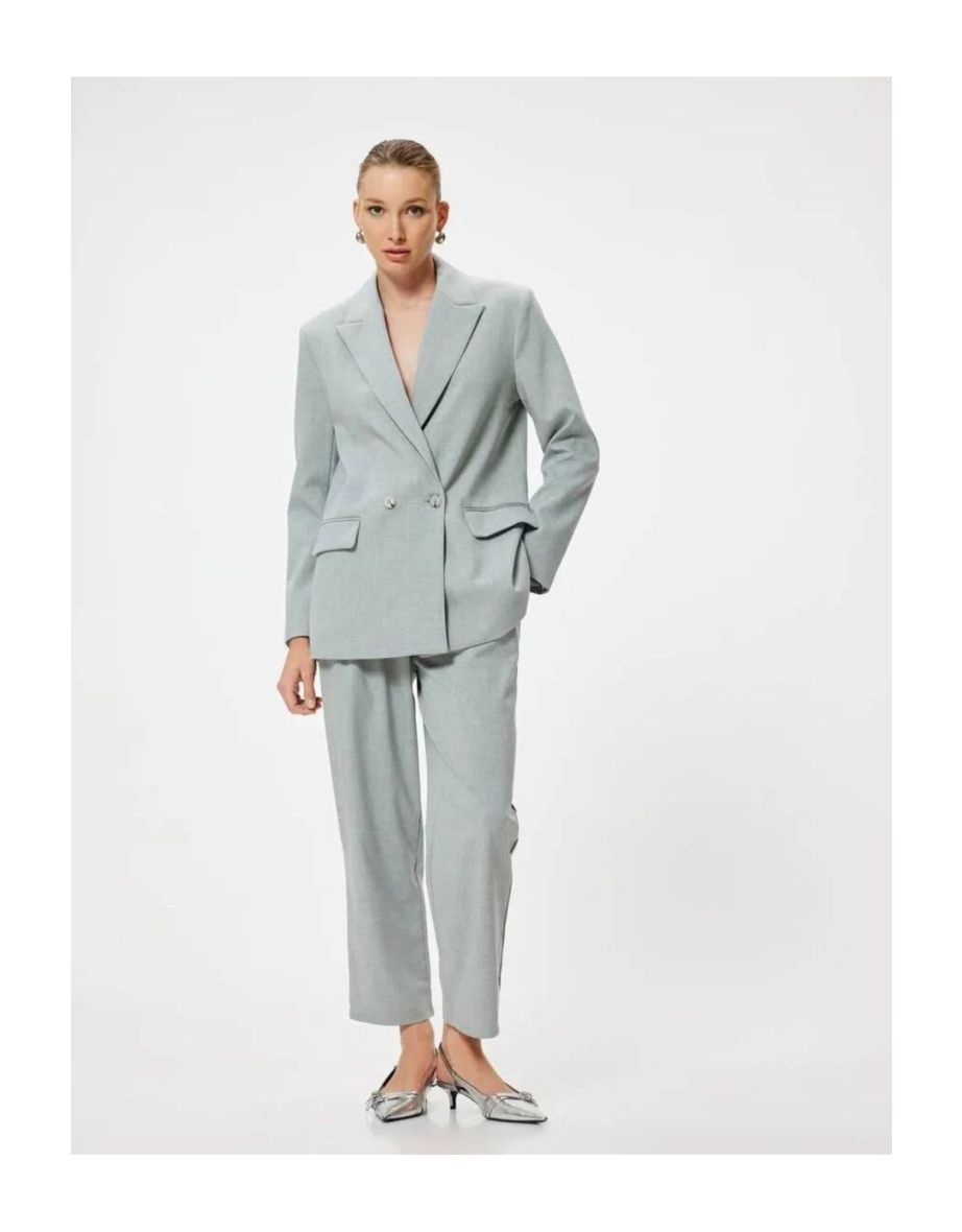 Fabric Trousers Crop Leg Pocket Pleated Detailed