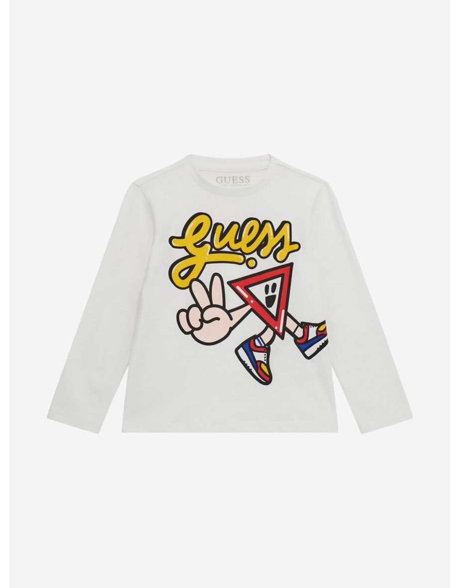 Boys Long Sleeve Logo T-Shirt in White