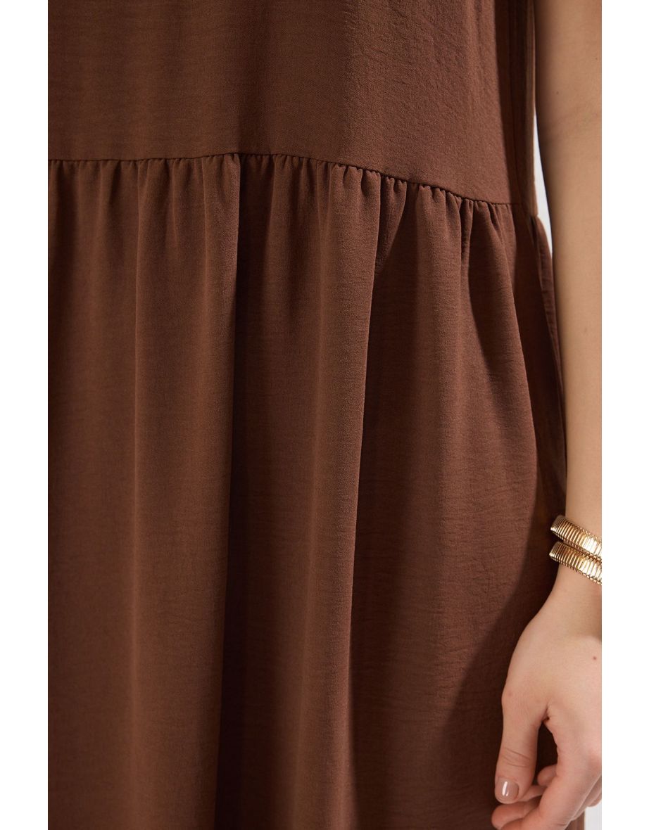 Brown Column Midaxi Dress - 8