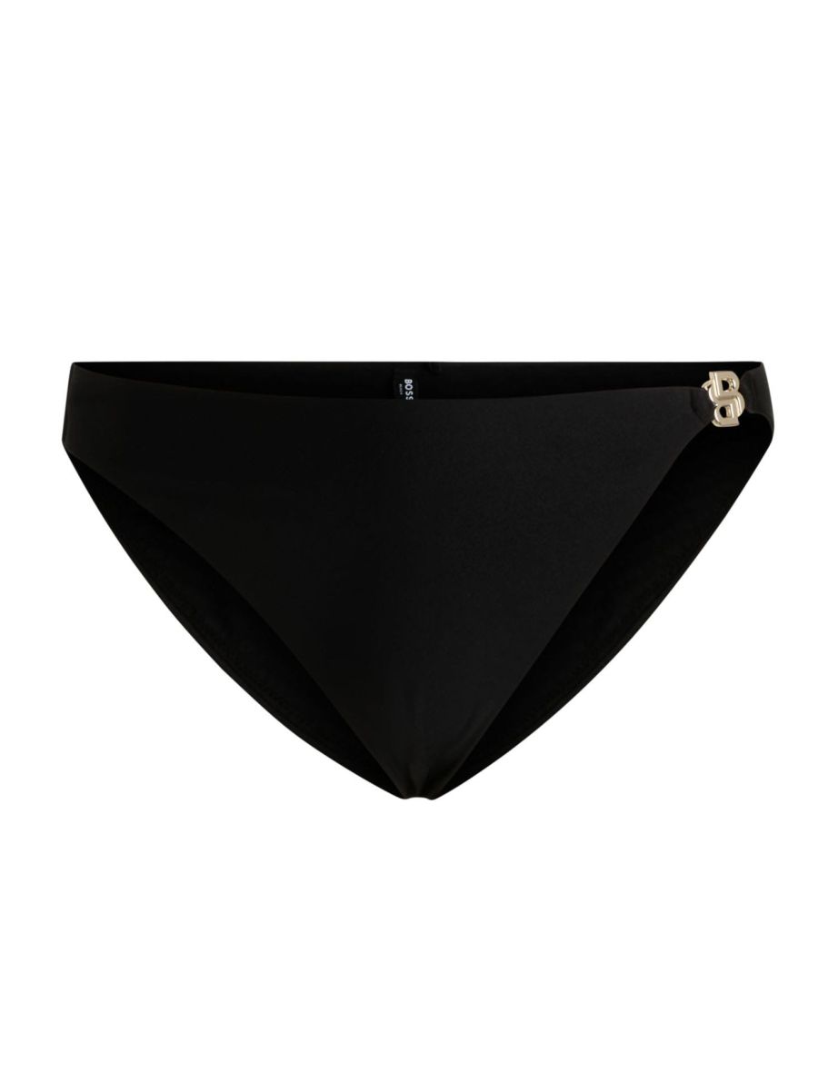 Women's Boss Double B Monogram Fully Lined Bikini Bottoms in Black - 2