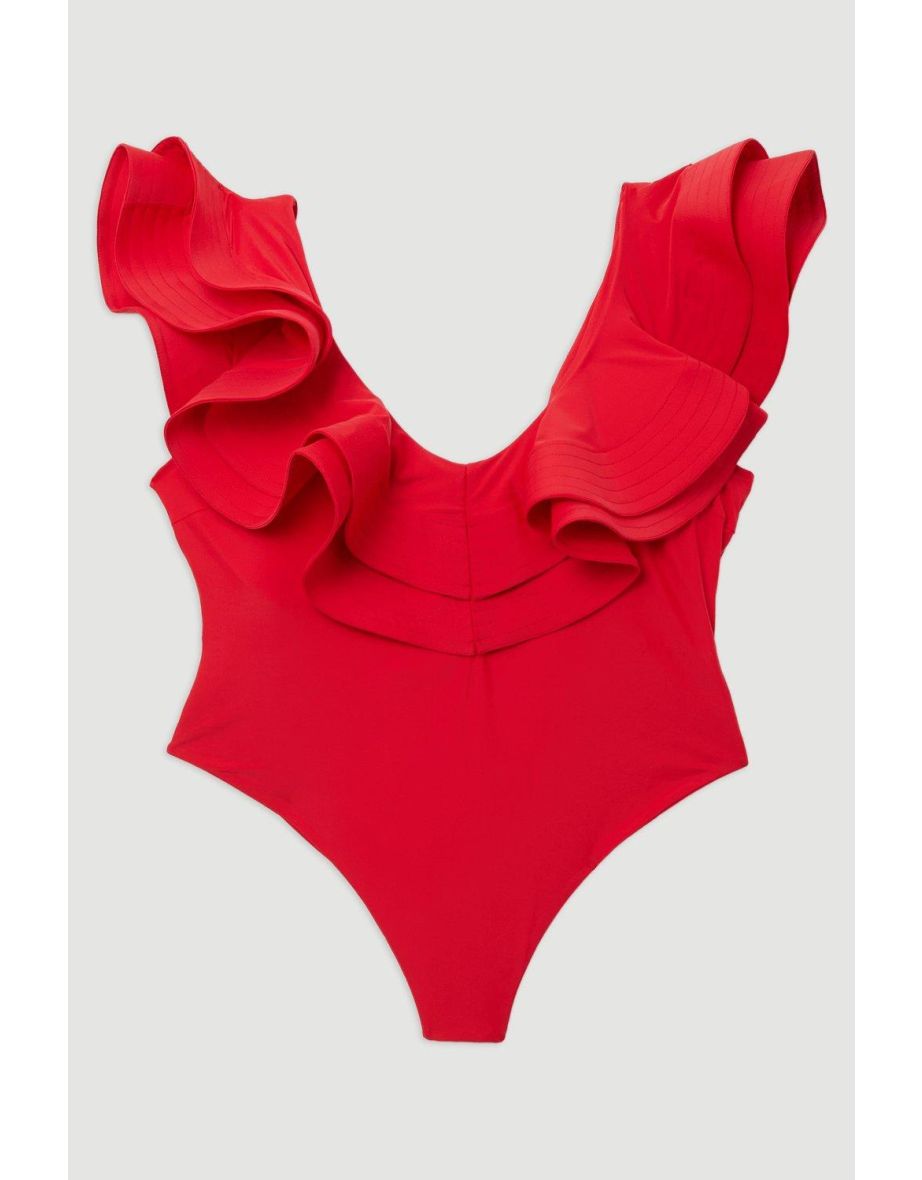 Plus Size Drama Frill Thong Swimsuit - 3