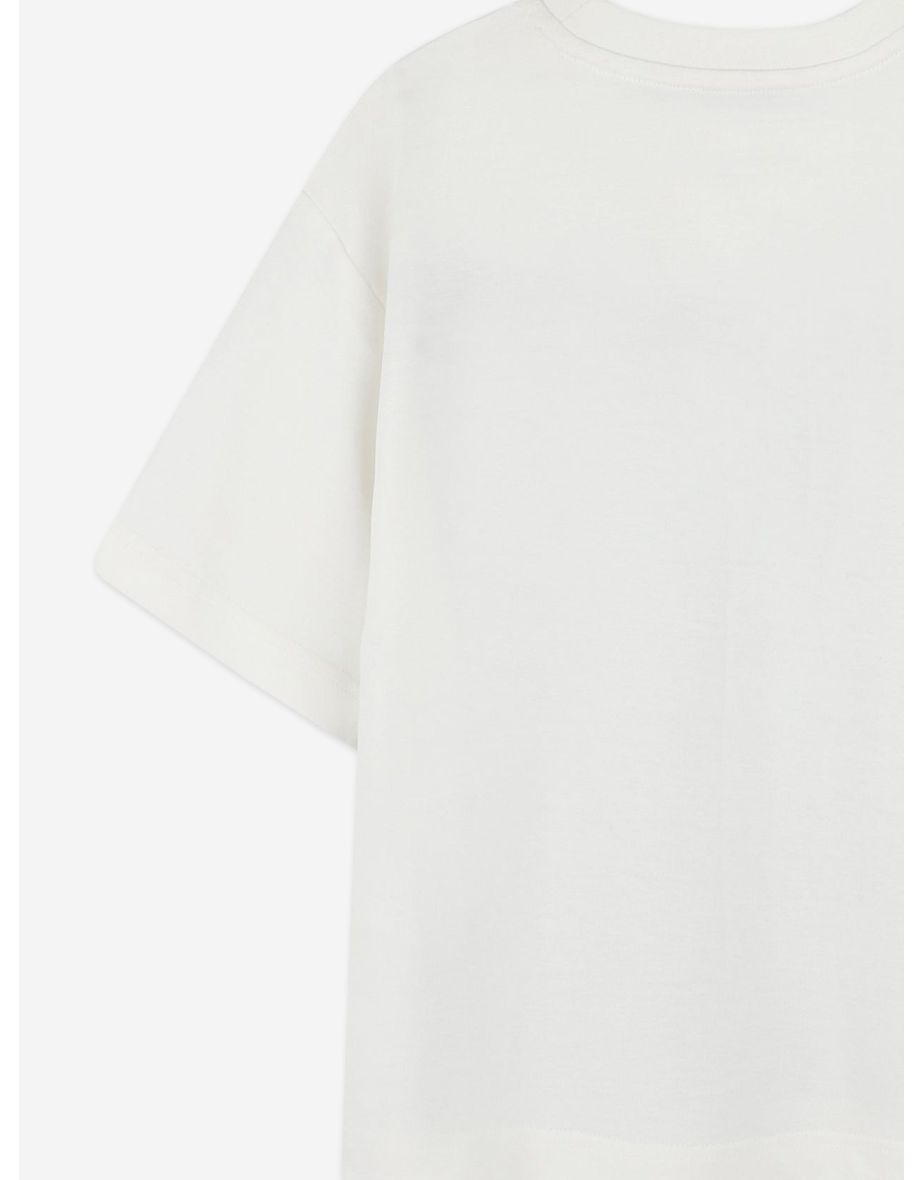 Boys Striped Logo Print T-Shirt in Ivory - 3